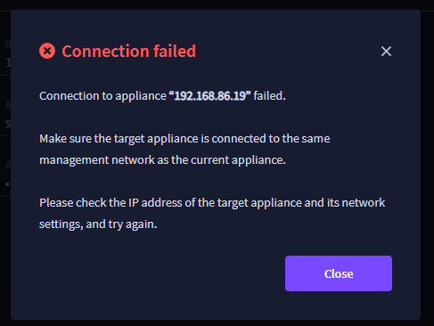 failed to connect to appliance three.png