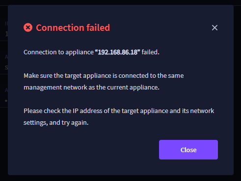 failed to connect to appliance two.png